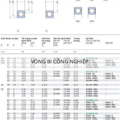 Vòng bi cầu 1 dãy có nắp che SKF d 20 – 25 mm E2.6204 6204 62204 E2.6304 6304 62304 62/22 61805 61905 E2.6005 6005 63005 E2.6205 6205 62205 E2.6305 6305 62305 2Z 2RSL 2RSH Z RSL RSH 2RS1 Catalog