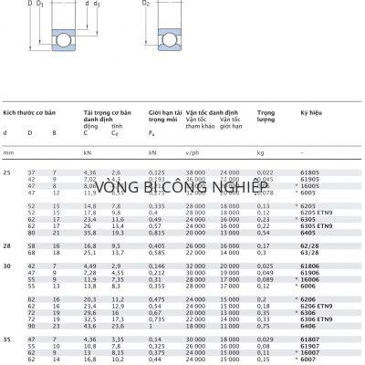 Vòng bi cầu 1 dãy không có nắp che SKF d 25 – 35 mm 61805 61905 16005 6005 6205 6305 6405 62/28 63/28 61806 61906 16006 6006 6206 6306 6406 61807 61907 16007 6007 6207 6307 6407 ETN9 Catalog