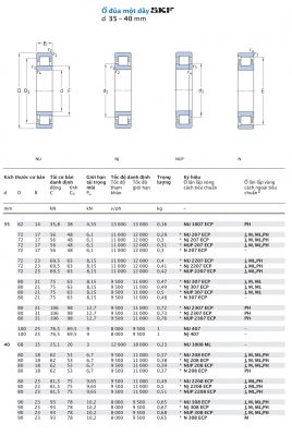 Ổ đũa một dãy SKF d 35 – 40 mm NU NJ NUP N 1007 207 2207 307 2307 407 1008 208 2208 308 ECP M ML PHA J Catalog