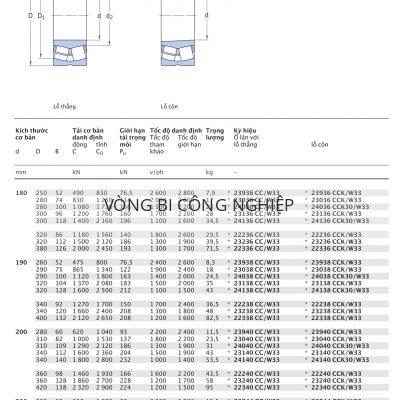 Ổ tang trống SKF d 180 – 220 mm 23936 23036 24036 23136 24136 22236 23236 22336 23938 23038 24038 23138 24138 22238 23238 22338 23940 23040 24040 23140 24140 22240 23240 22340 23944 23044 24044 23144 24144 22244 23244 22344 CCK30/W33 CCK/W33 CC/W33 Catalog